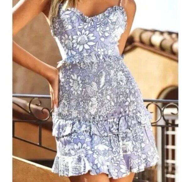 Hello Molly Blue and White Mini Dress - Picture 1 of 8